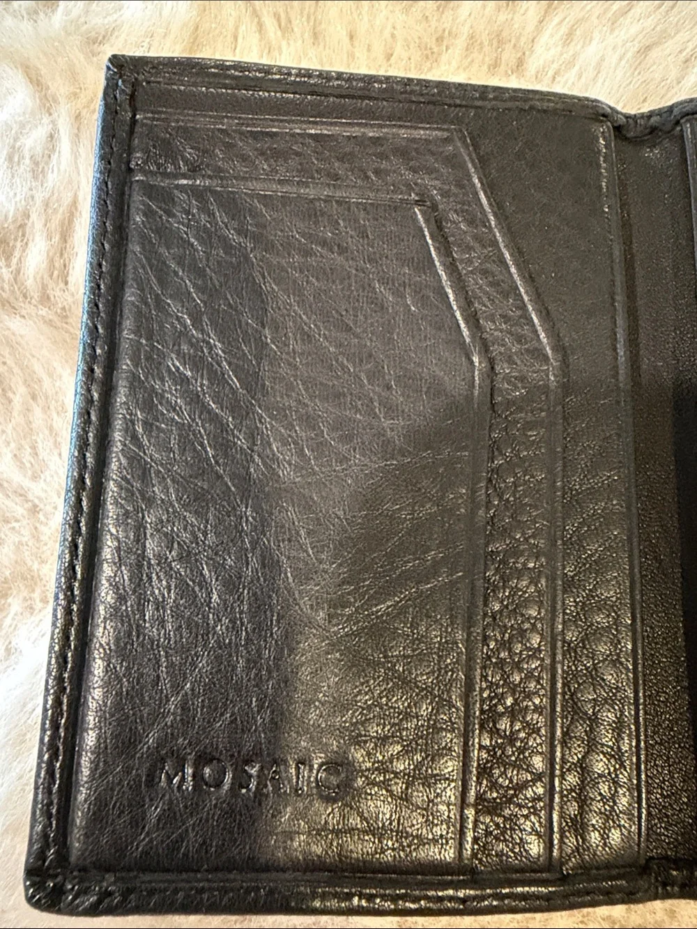Mosaic Black Leather Men's Card Holder